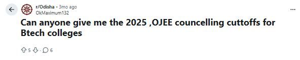 Colleges for Low Score in OJEE 2026: Reddit Discussions