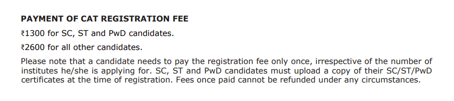 CAT 2026 Registration Fee: Check Category-Wise Fee