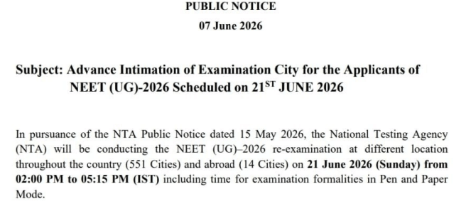 Re NEET 2026 (21 June)