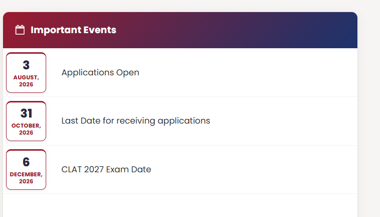 CLAT 2027 Important Dates
