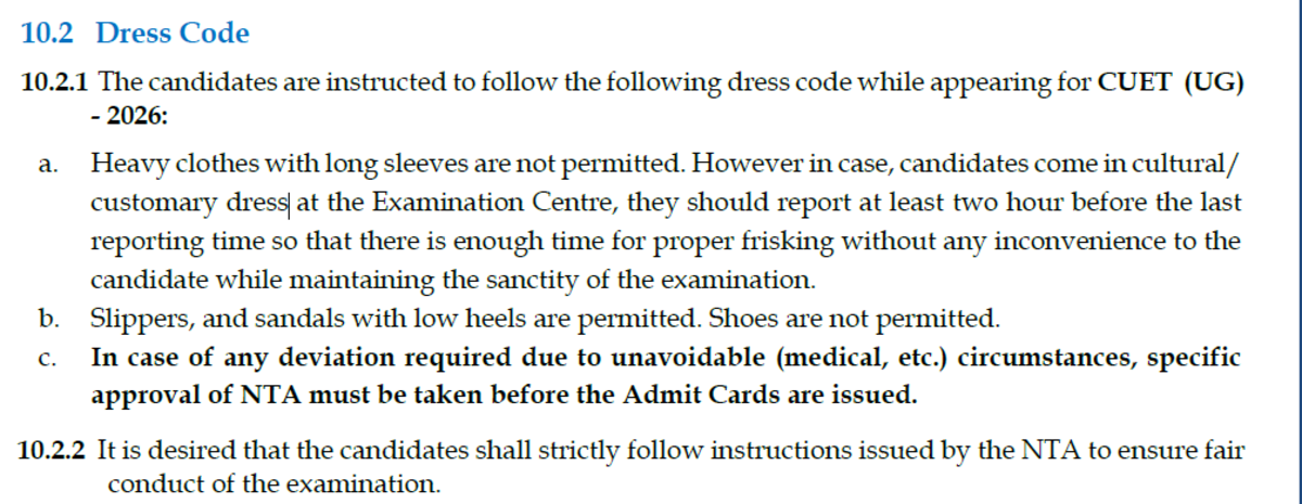 Can I Wear Jeans in CUET Exam