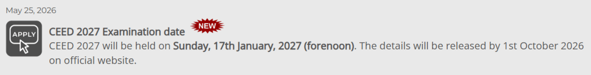 CEED 2027 Exam Date