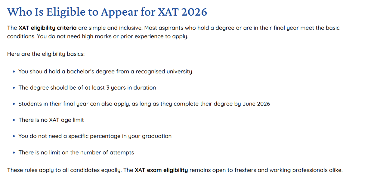 XAT 2027 Eligibility Criteria