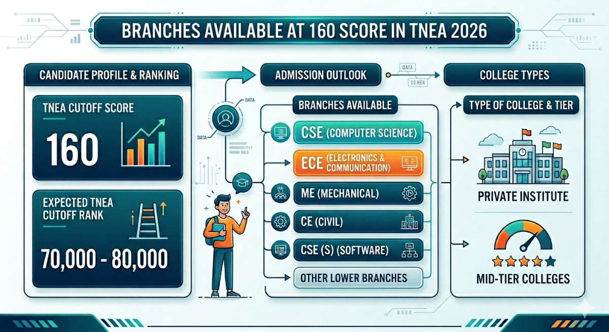 Branches Available at 160 score in TNEA 2026