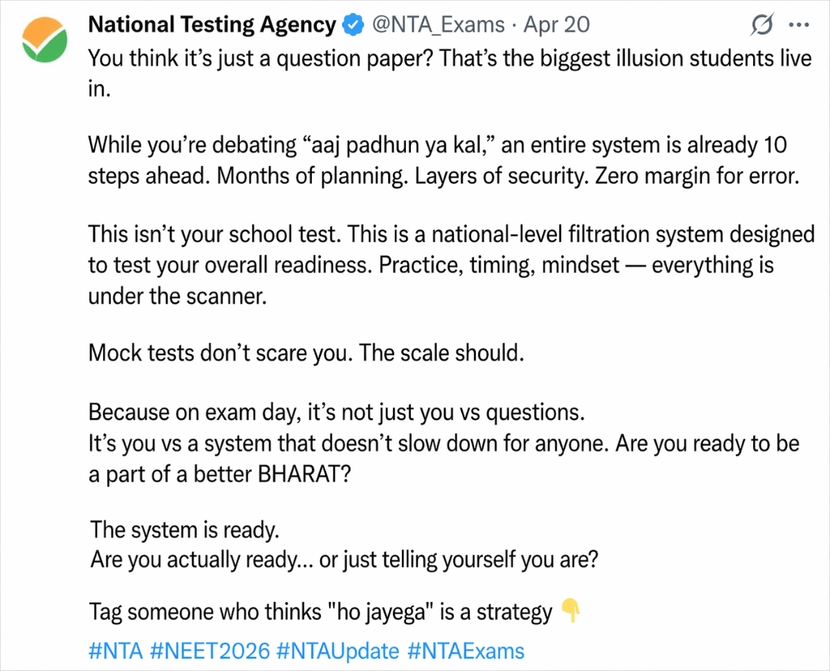 Motivation or Panic Attack for NEET 2026 Aspirants