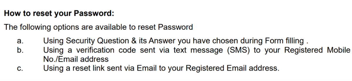 How to reset NEET login passwor