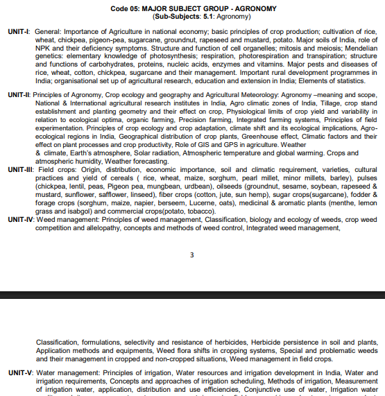 ICAR AIEEA Agronomy Syllabus 2027