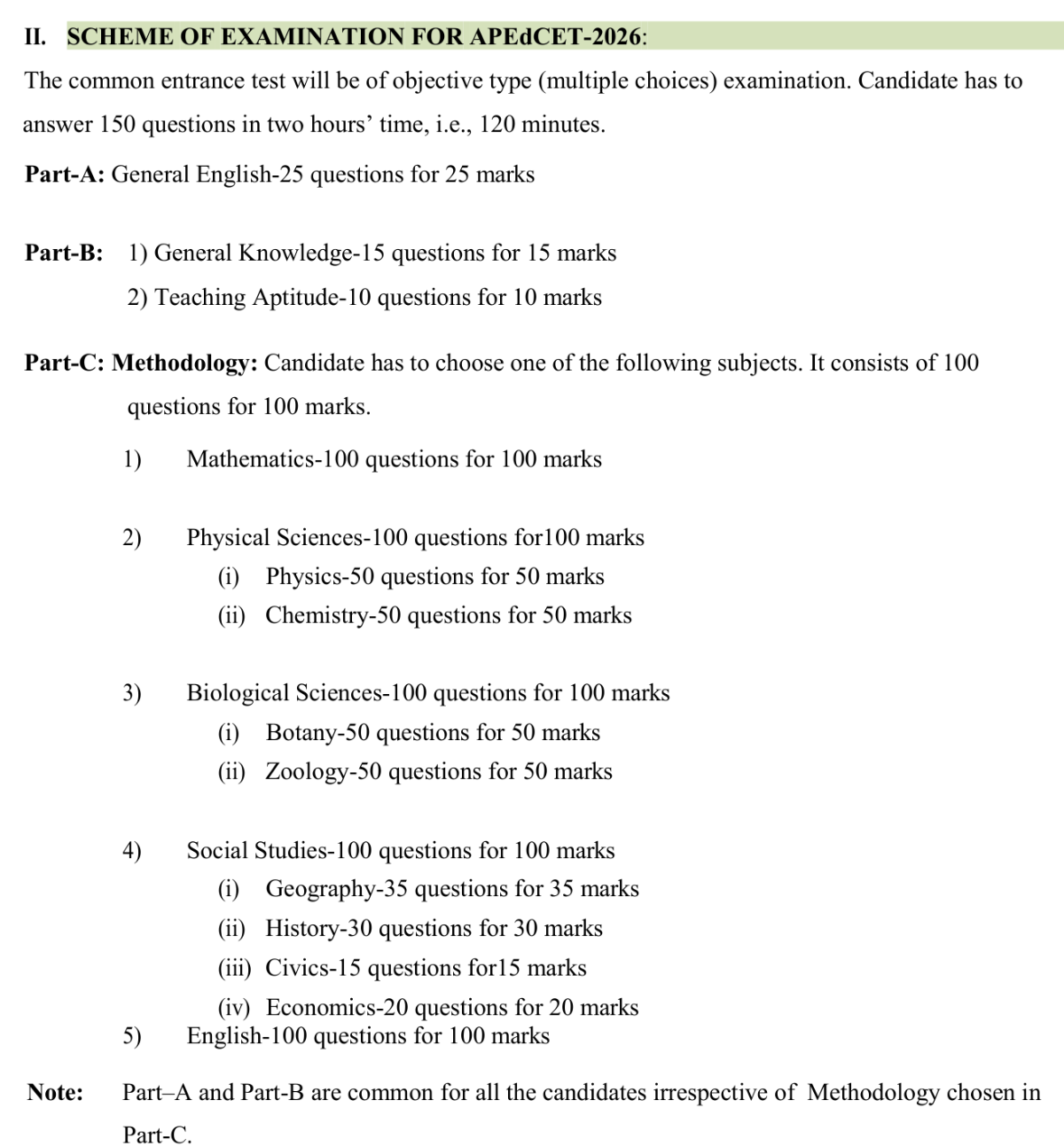 AP EDCET 2027 Exam Pattern and Marking Scheme