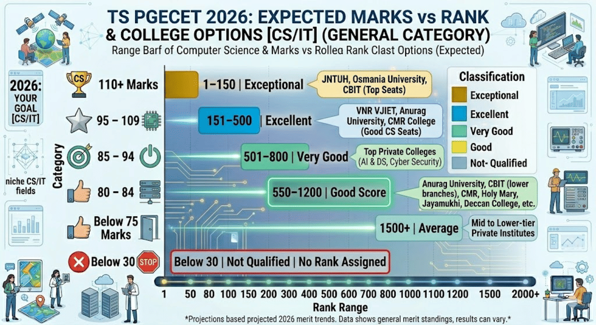 TS PGECET 2026 Electrical Engineering with 80 Marks: Expected College Options and Rank
