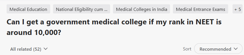 10000 Rank in NEET Marks: Quora Discussion