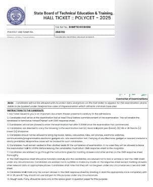 Details Mentioned on AP POLYCET 2026 Hall Ticket