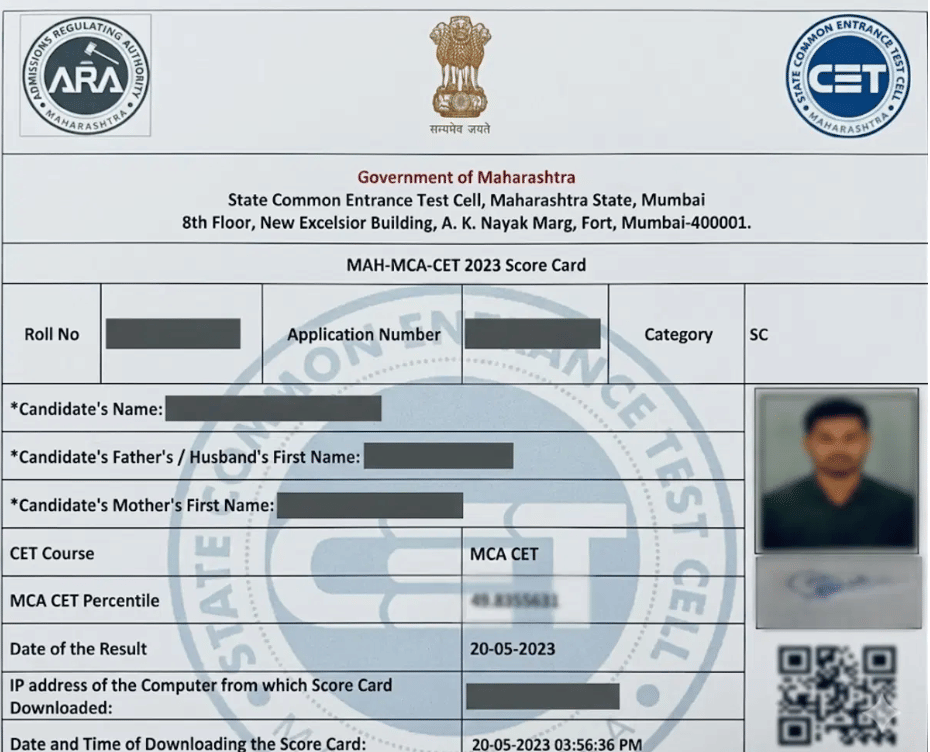 MAH MCA CET 2026 Scorecard Details