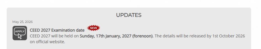 CEED Syllabus 2027: Important Dates
