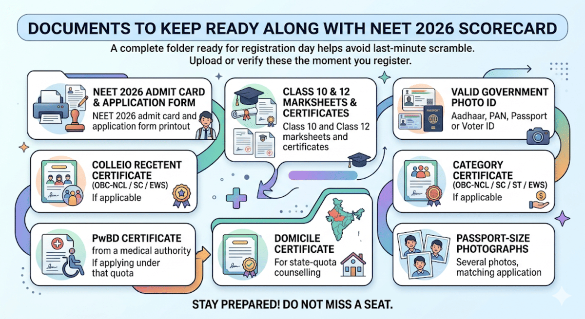 Documents to Keep Ready Along with NEET 2026 Scorecard