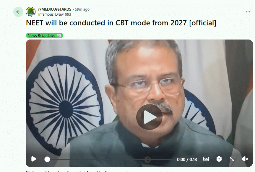 NTA to Conduct NEET 2027 in CBT Mode: Reddit Reaction