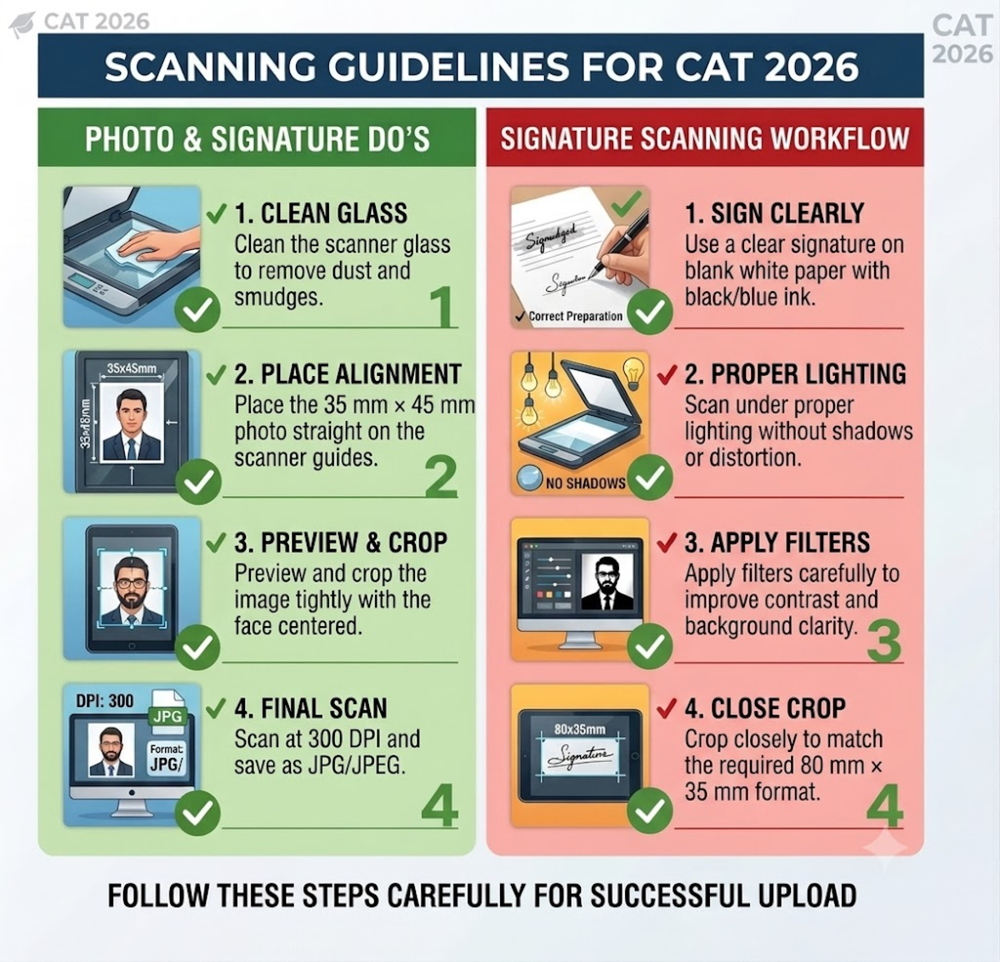 Scanning Guidelines for CAT 2026 Photo & Signature Upload