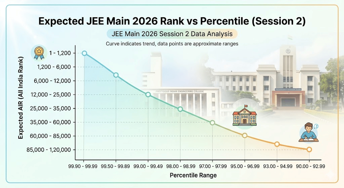 Expected JEE Main 2026 Rank vs Percentile for Session 2