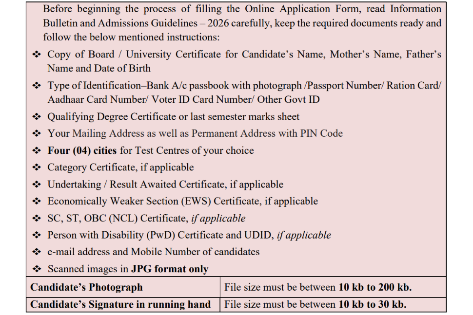 Documents Required for Registration