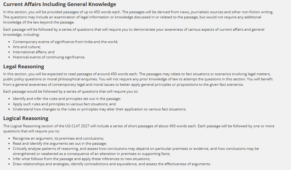 CLAT Exam Pattern 2027: Subject-wise Weightage
