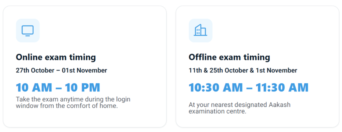 Aakash ANTHE Admit Card: Exam Timings