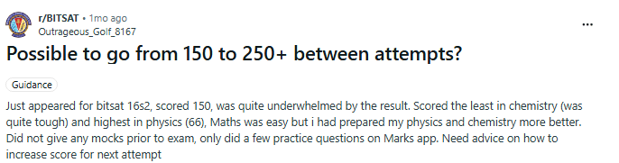 150 Marks in BITSAT 2026: Reddit Discussion