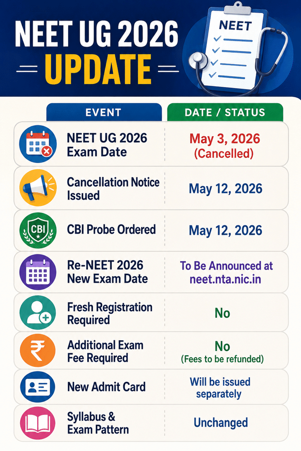 NEET UG 2026 New Exam Date