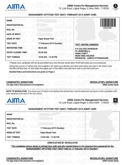Details Mentioned on MAT Admit Card 2026