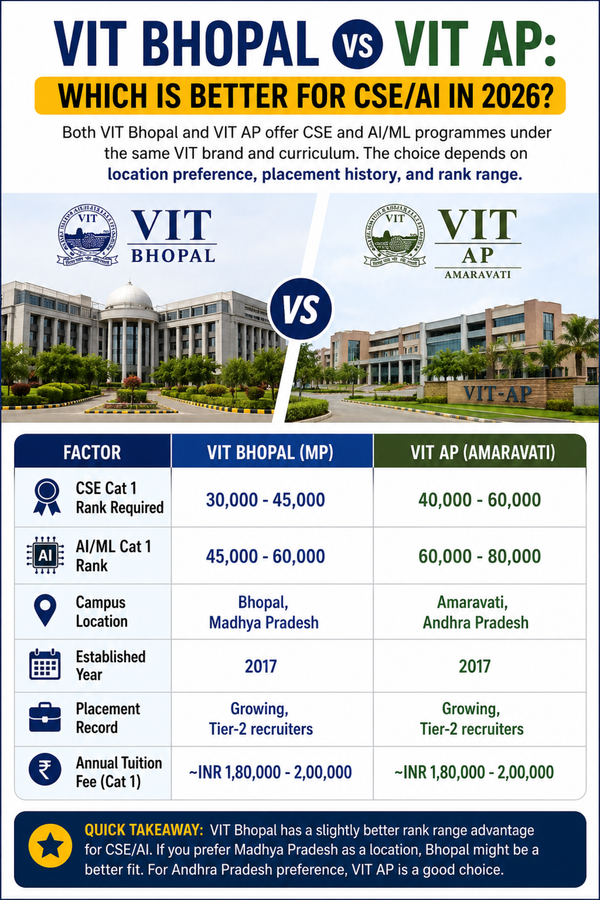 VIT Bhopal vs VIT AP: Which is Better for CSE/AI in 2026