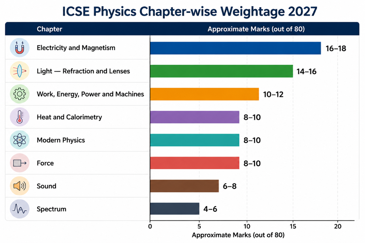 ICSE Physics Chapter-wise Weightage 2027