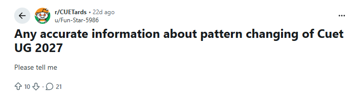 CUET 2027 Exam Pattern: Reddit