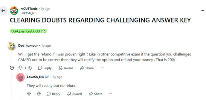 CUET UG 2026 Challenge Mistakes: Reddit Discussion