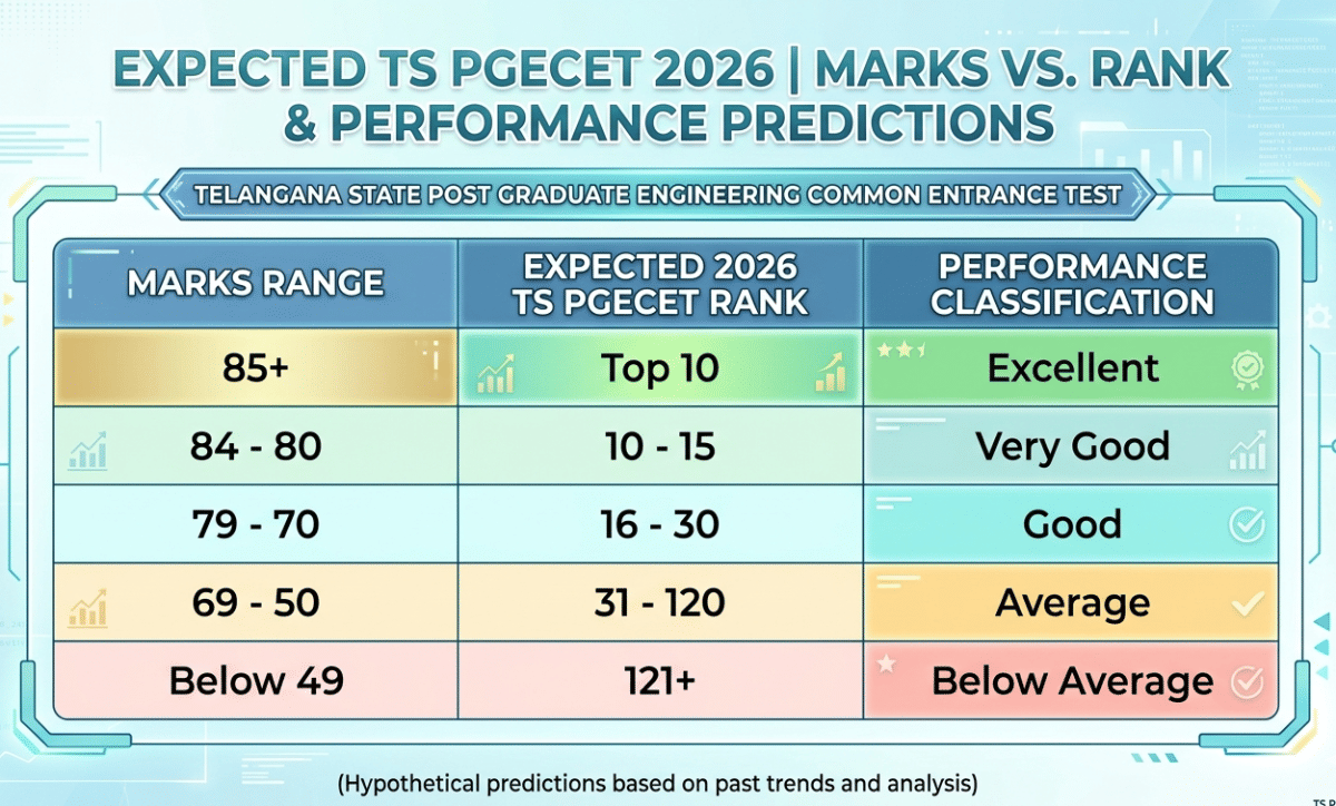 TS PGECET 2026 Chemical Engineering 80 Marks: Score Classification Table