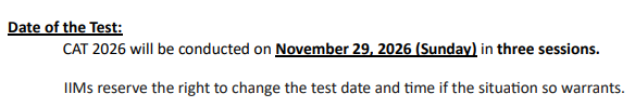 CAT 2026 Exam Dates