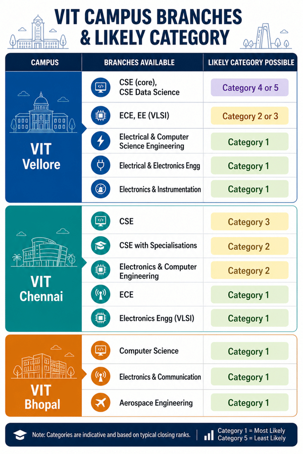 What Branch and Campus Can You Get with 350 Marks in VITEEE 2026?