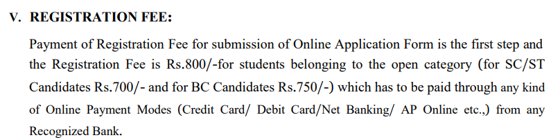 AP EAPCET 2027 Registration Fee