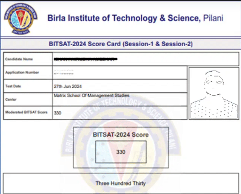 Details Mentioned in the BITSAT Scorecard