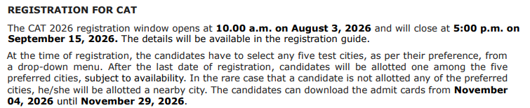 CAT 2026 Registration Date and Last Date