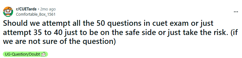 How Many Questions to Attempt for a Good Score in CUET UG: Reddit Discussion