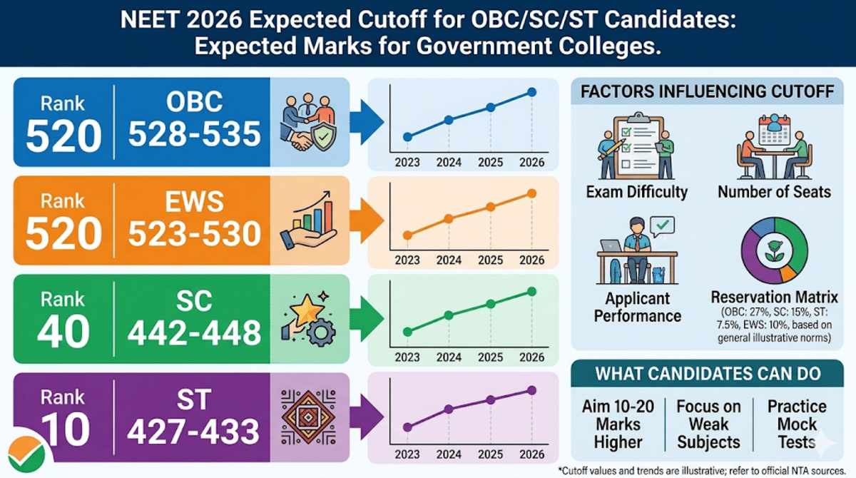 NEET 2026 Expected Cutoff for OBC/SC/ST Candidates: Expected Marks for Government Colleges