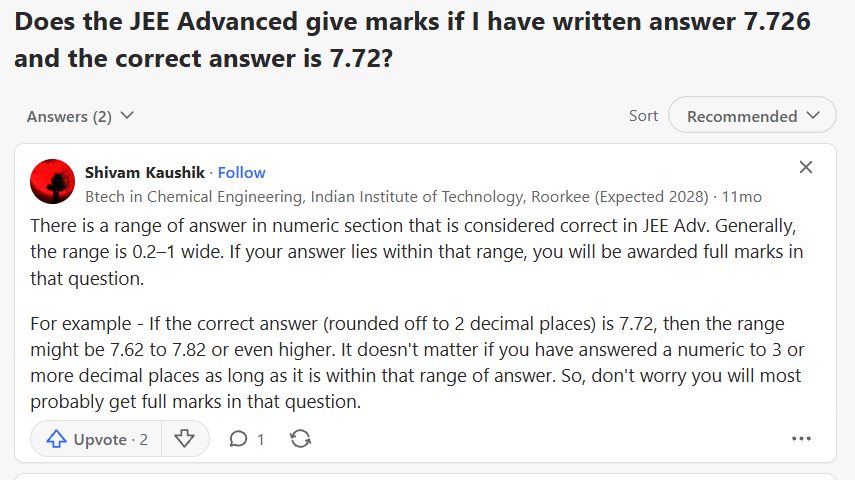 How to Calculate JEE Advanced Marks From Answer Key? : Quora Discussions