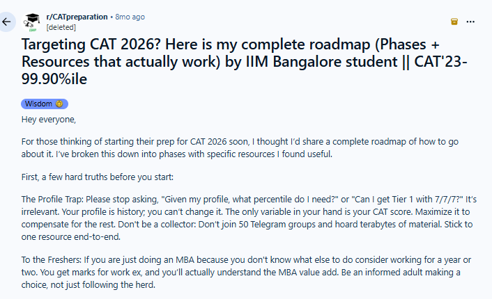 CAT 2026 Preparation Strategy: Reddit Discussion