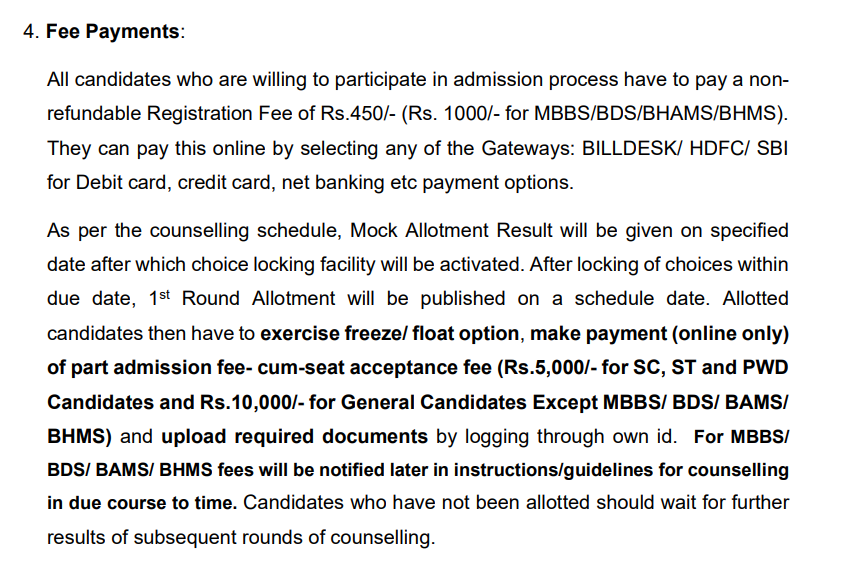 Odisha NEET UG Counselling 2026 Registration Fees