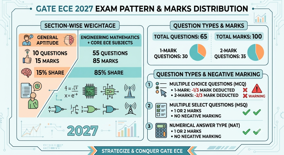 GATE ECE Topic Wise Weightage 2027 Exam Pattern and Marks Distribution