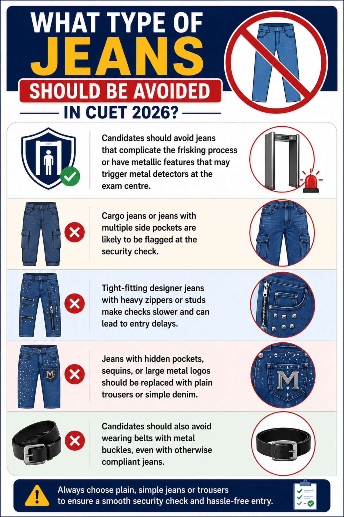 What Type of Jeans Should Be Avoided in CUET 2026?