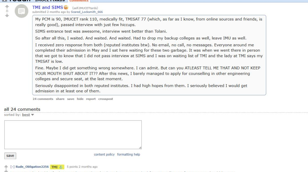 TMISAT Scores and Admission Mails: What Candidates Are Reporting on Reddit