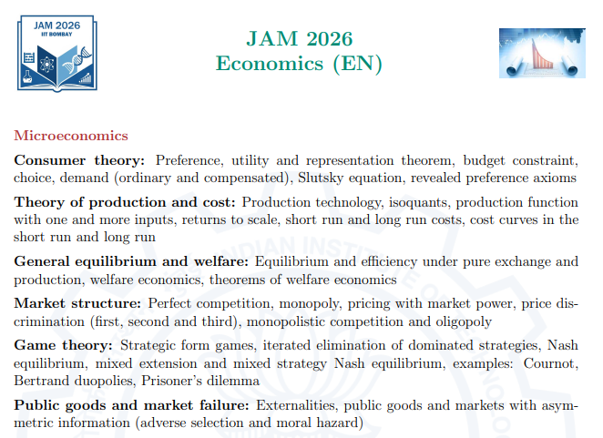 IIT JAM 2027 Syllabus for Economics (EN)