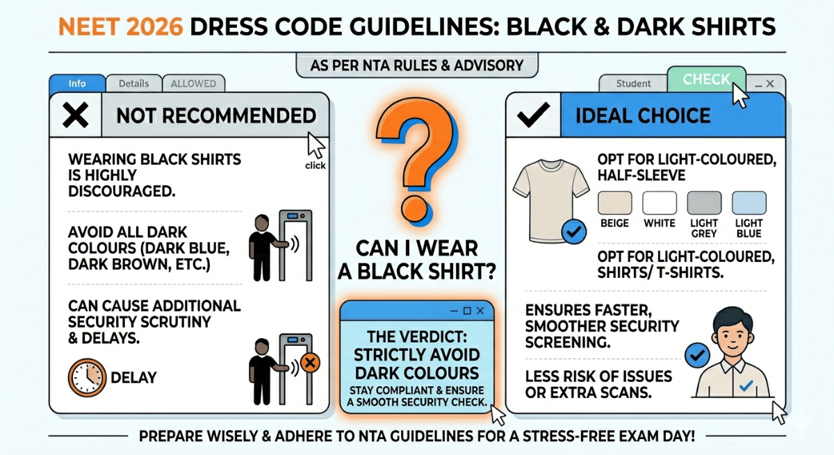 Can I wear a black shirt in NEET 2026?