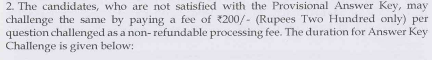 CUET Answer Key Challenge Fee 2026