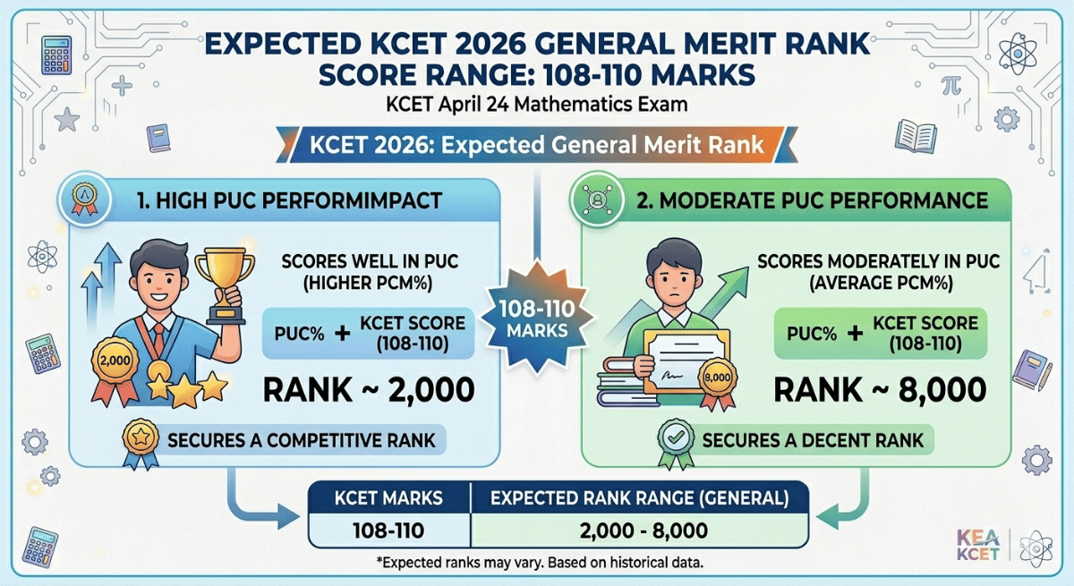 Expected General Merit Rank for 108-110 in KCET 2026 Marks