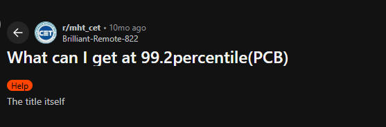 Reddit Discussion on MHT CET PCB Colleges at 99.2 Percentile